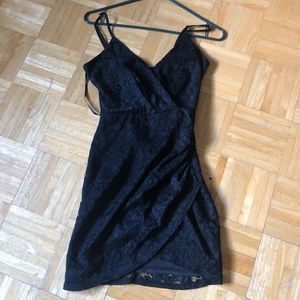 Black lace mini dress